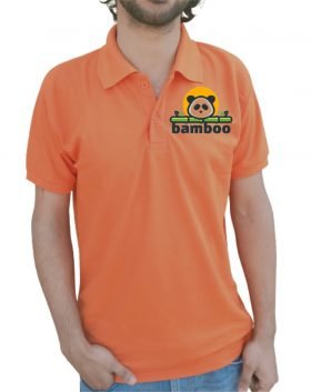 Bamboo Panda Collar Half Sleeve T-Shirt Orange