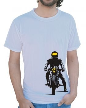 Bike Printed Half Sleeve White T-Shirt