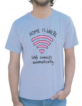 Home is Where WiFi Connect Automatically Half Sleeve T-Shirt Grey