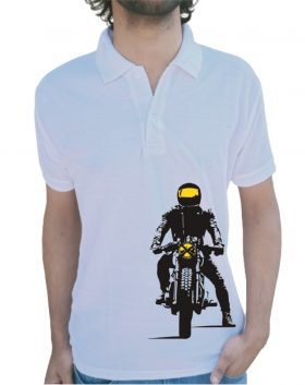 Live To Ride Collar Half Sleeve T-Shirt White