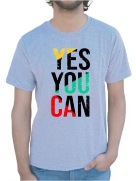 Motivational Cotton T-Shirt (Yes You Can)