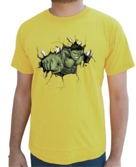Smashing Hulk Half Sleeve T-Shirt Yellow