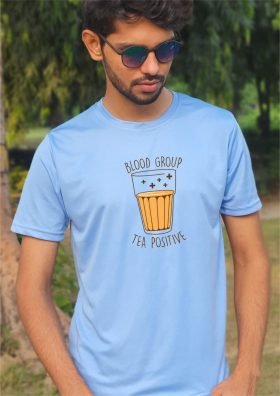 Blood Group Tea Positive Half Sleeve T-Shirt sky blue